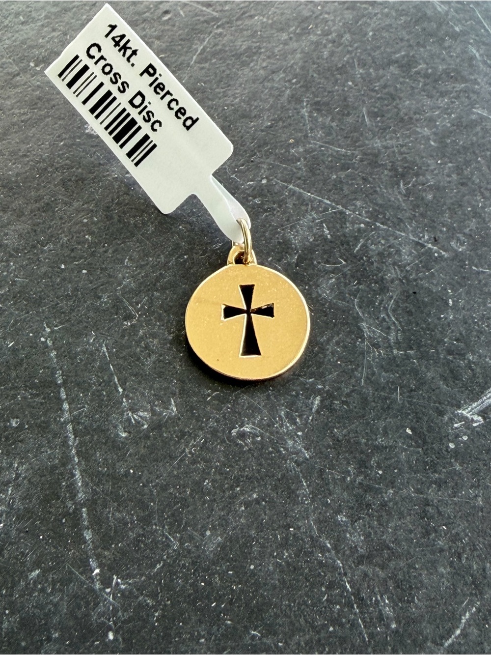 14kt Gold Cross Disc Pendant